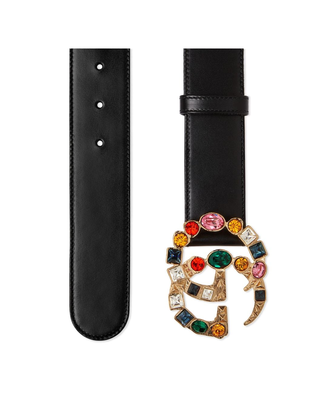 Gucci Leather Belt With Crystal Double G Buckle in Black | Lyst display picture 1