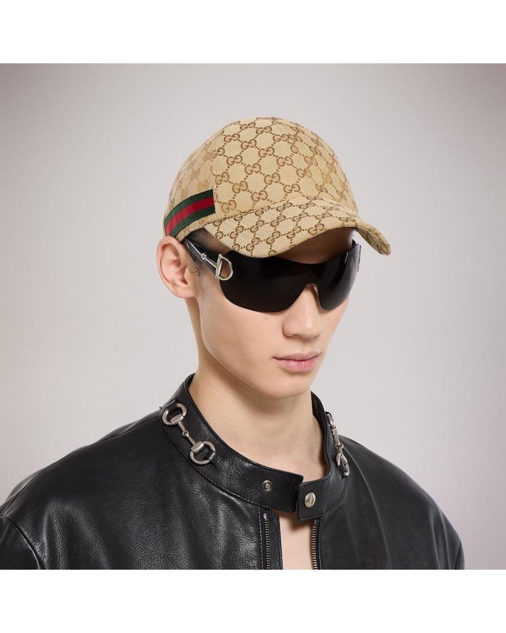 Gucci Natural Gg Baseball Hat With Web, Cotton for men