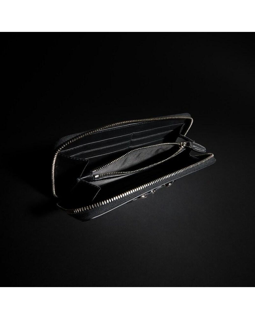 Gucci Black Zip Around Wallet With Horsebit, Leather
