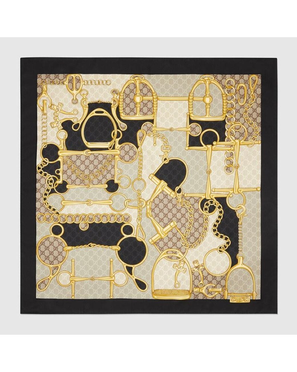 Gucci Metallic GG Horsebit Silk Scarf