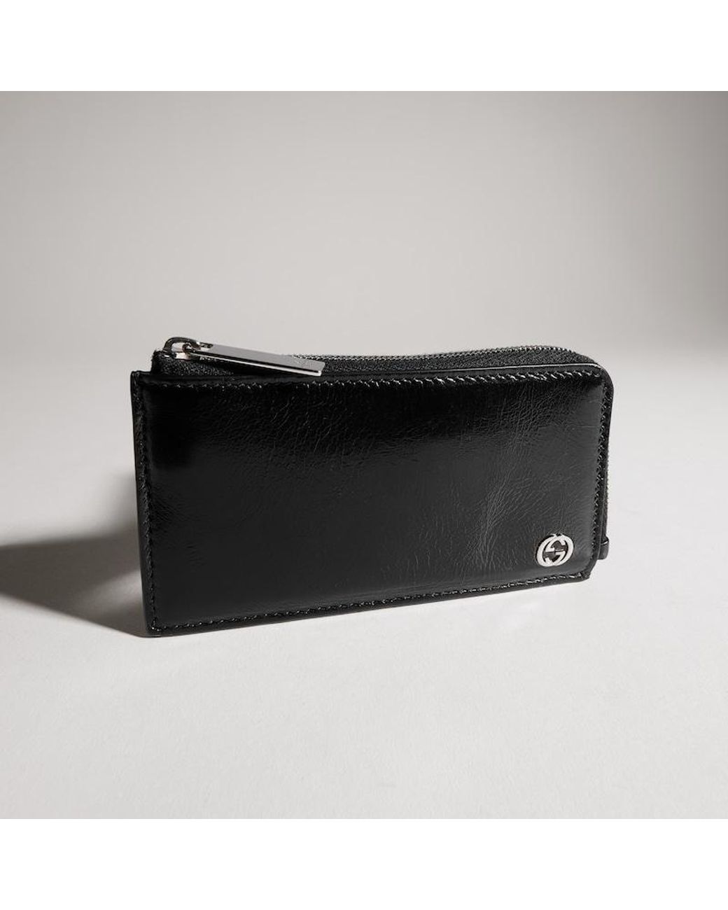 Gucci Black Zip Card Case With Interlocking G for men