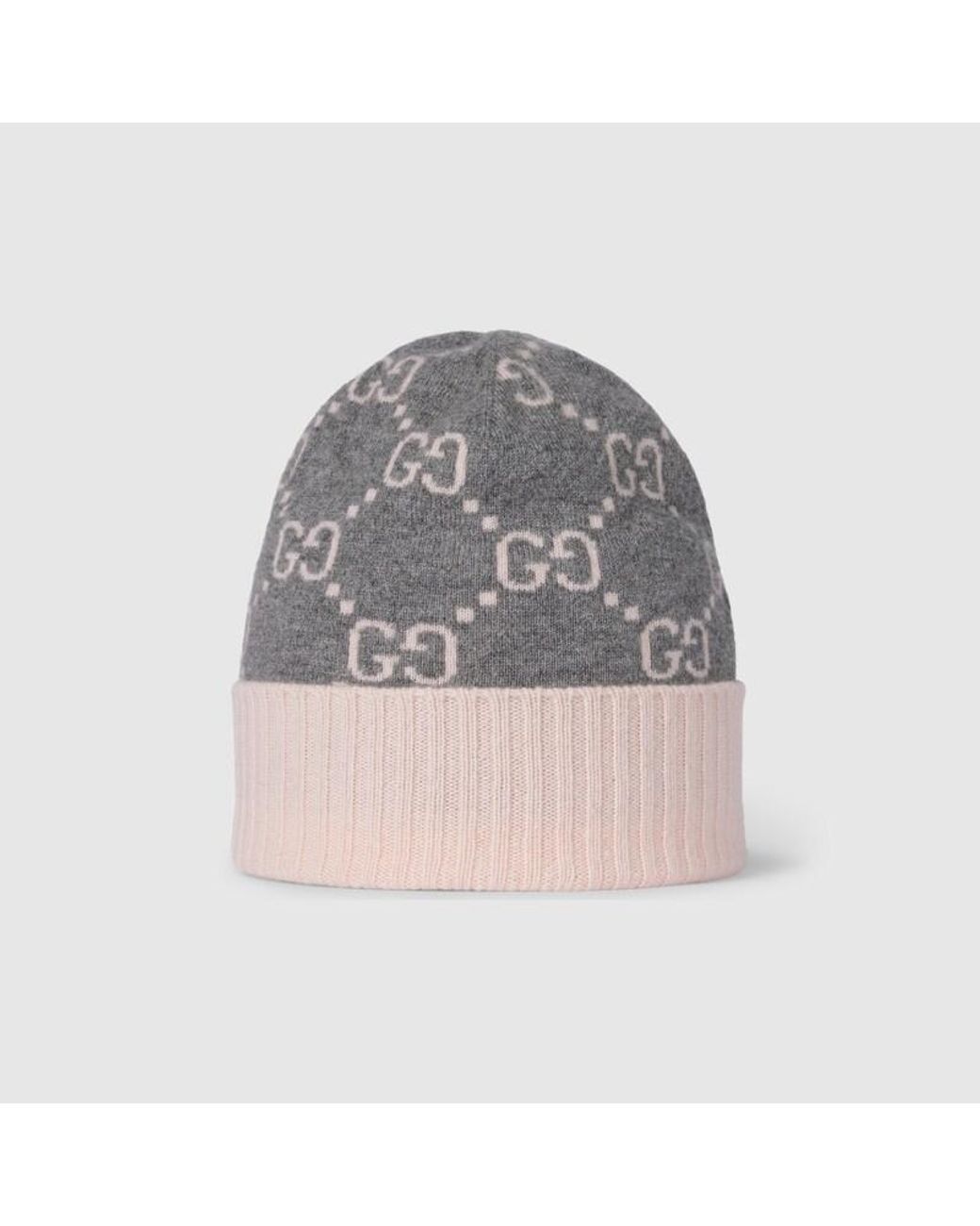 Gucci Gray Gg Cashmere Jacquard Hat