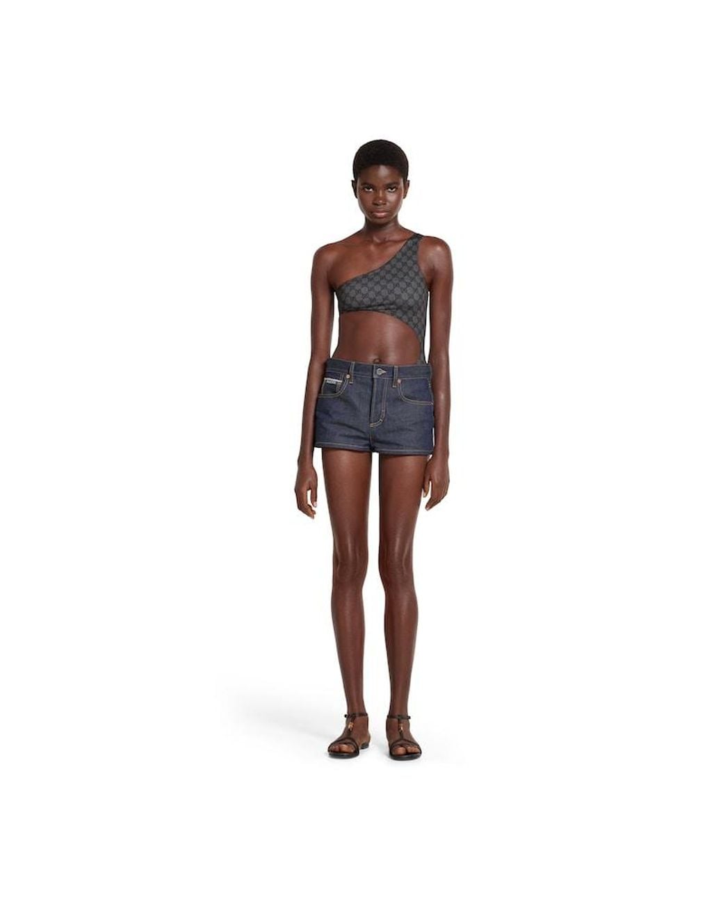Gucci Gray Printed Gg Stretch Jersey Swimsuit