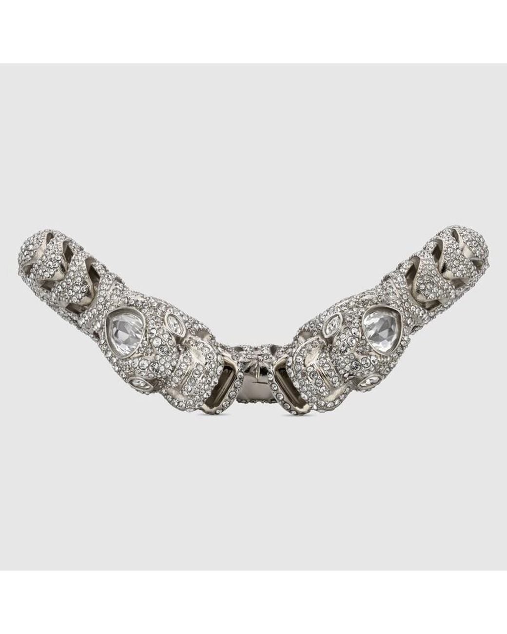 Gucci Metallic Dionysus Crystal Bangle Bracelet