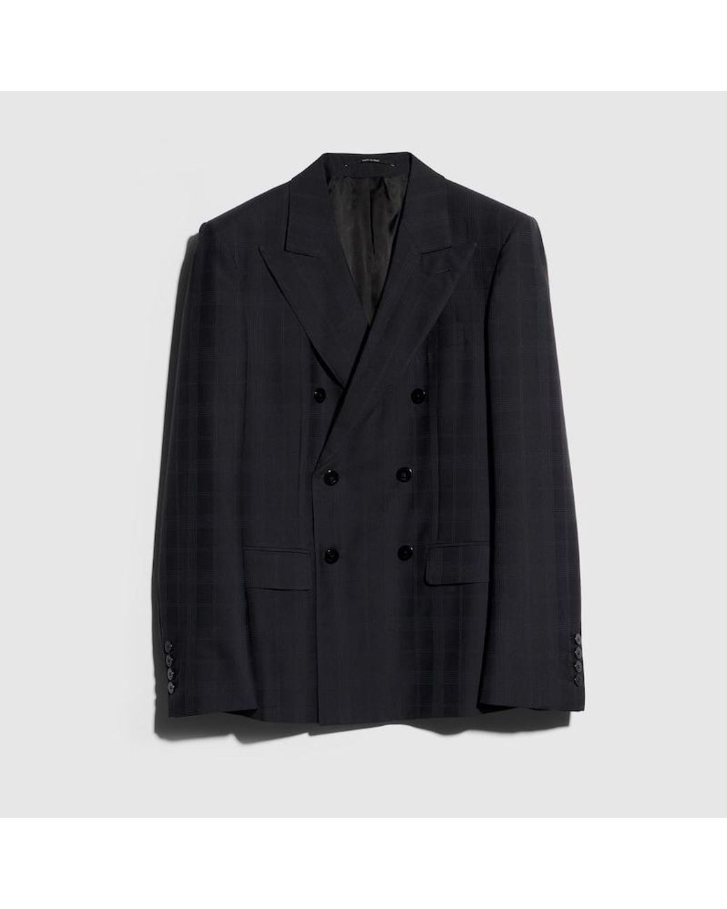 Gucci Black Checked Wool Jacket With Fil Coupé for men