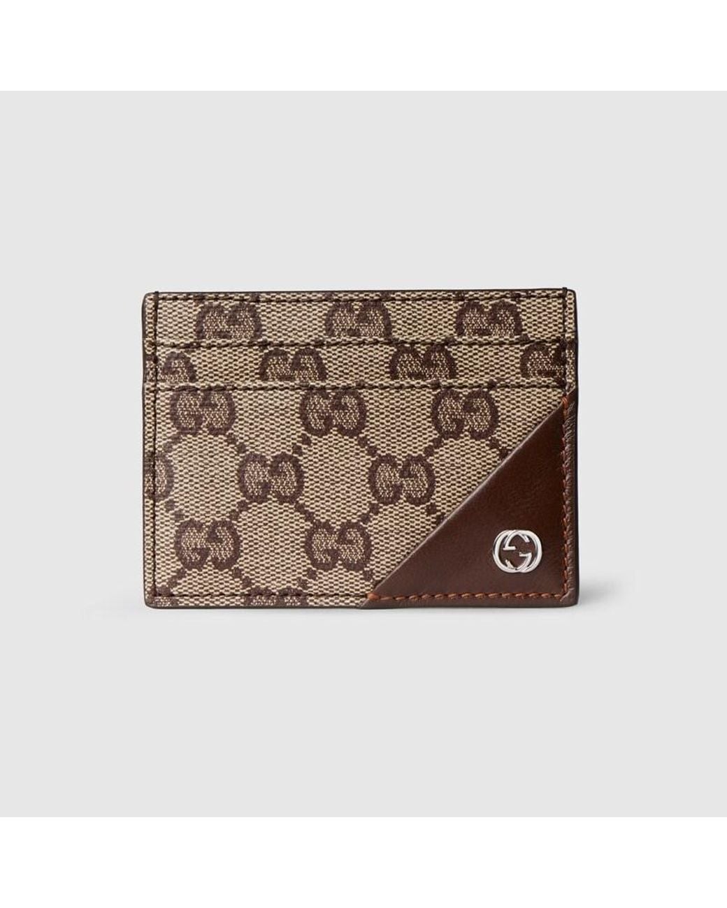 Gucci Brown Card Case Wallet With Interlocking G for men