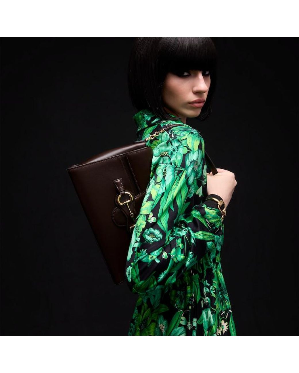 Gucci Brown Horsebit Duomo Medium Top Handle Bag