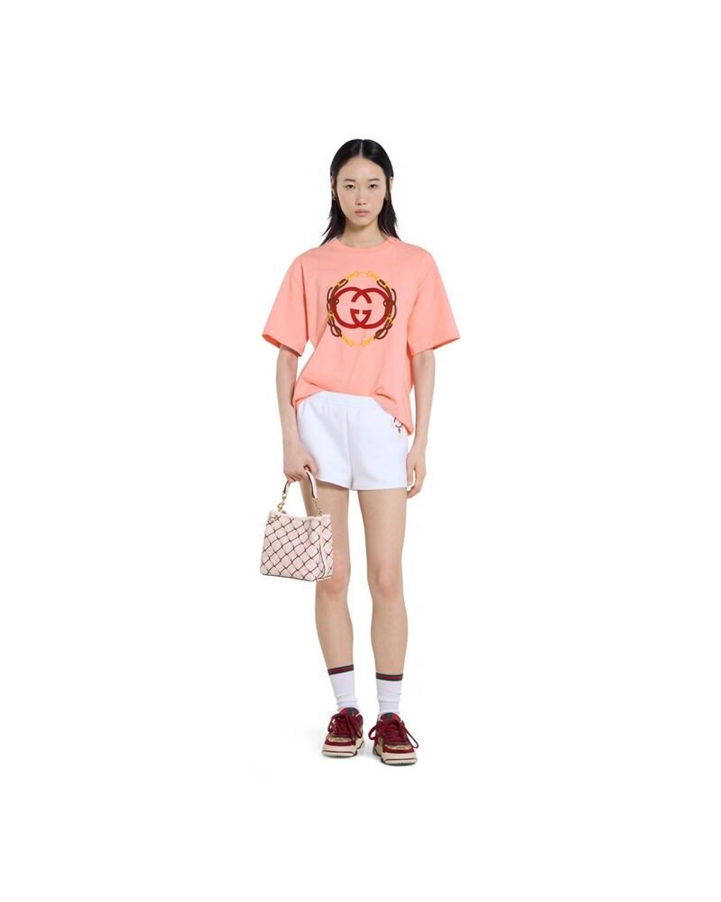 Gucci Pink Gg Emblem Small Bucket Bag