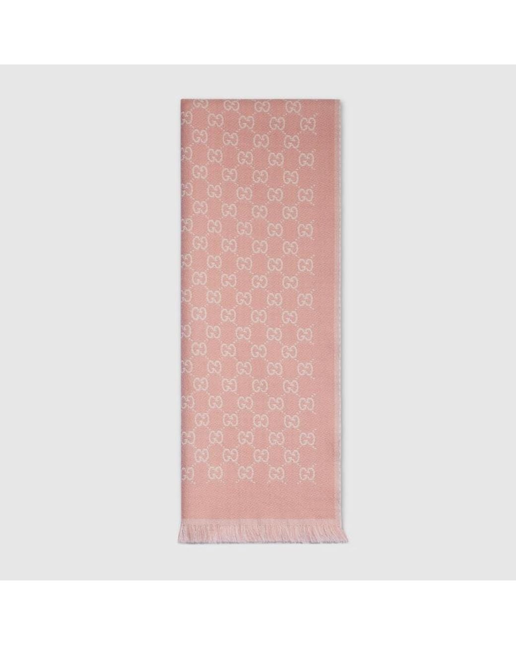 Gucci Pink Reversible Wool Scarf