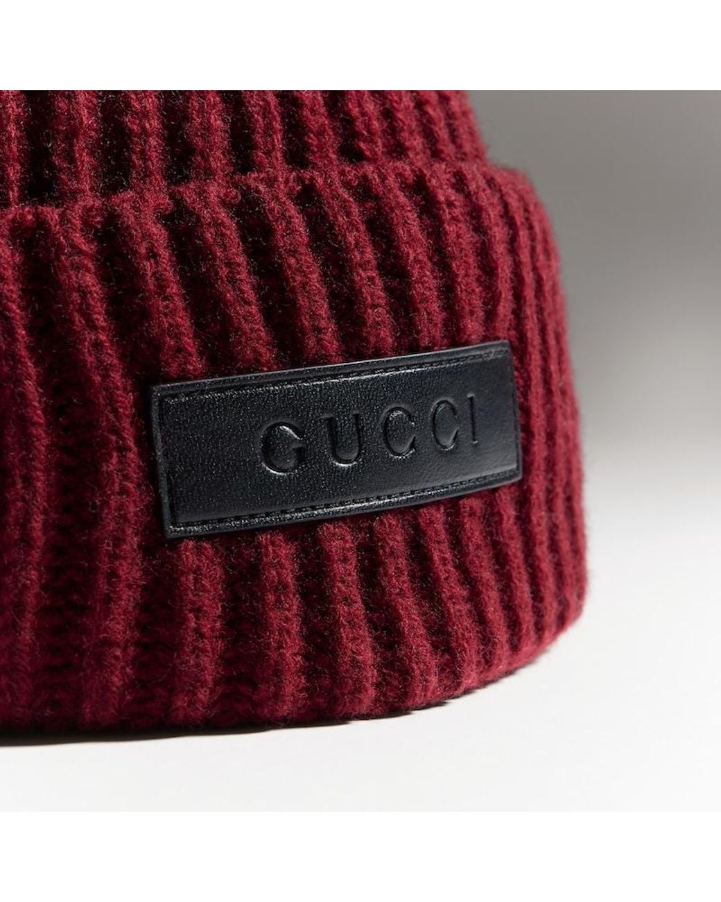 Gucci Red Ribbed Wool Cashmere Hat