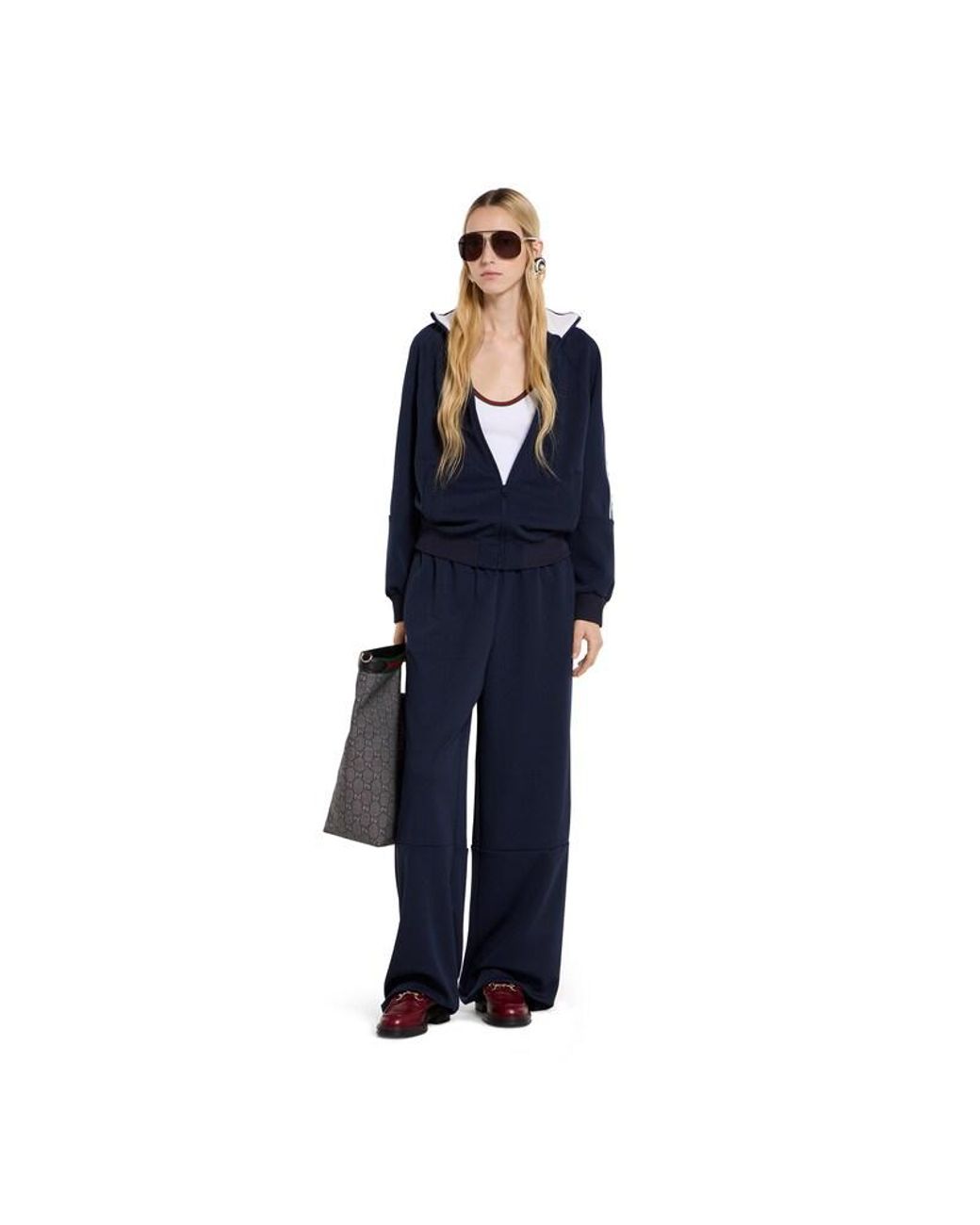 Gucci Blue Technical Jersey Zip Jacket With Web