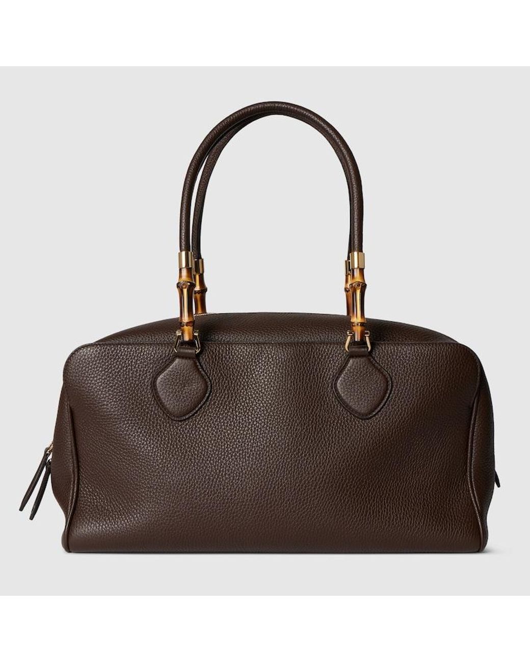 Gucci Brown Large Boston Bag With Bamboo
