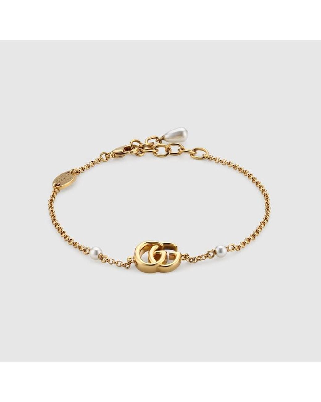 Gucci Metallic GG Marmont Chain Bracelet With Charm