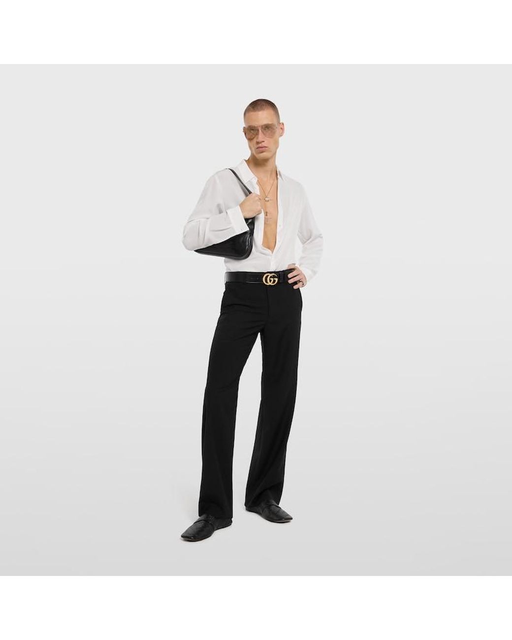 Gucci White Silk Crêpe De Chine Shirt, Size 15 for men
