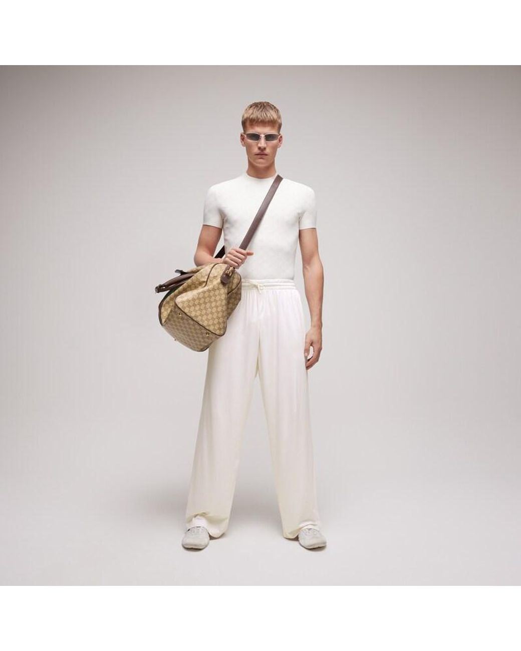 Gucci White Technical Gg Jacquard Fabric T-Shirt for men