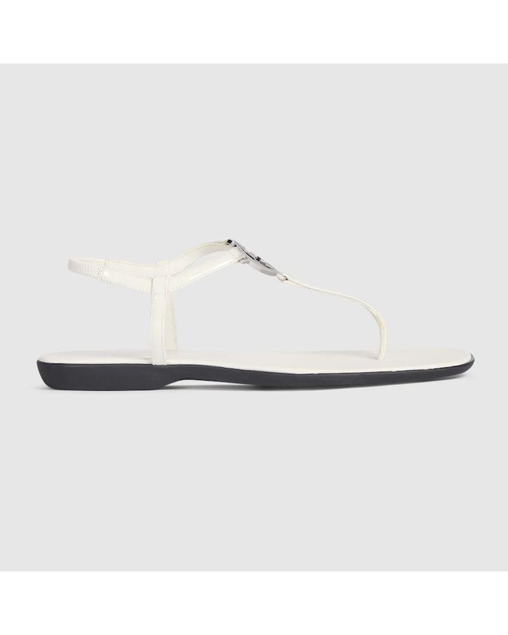 Gucci White Thong Sandal With Interlocking G