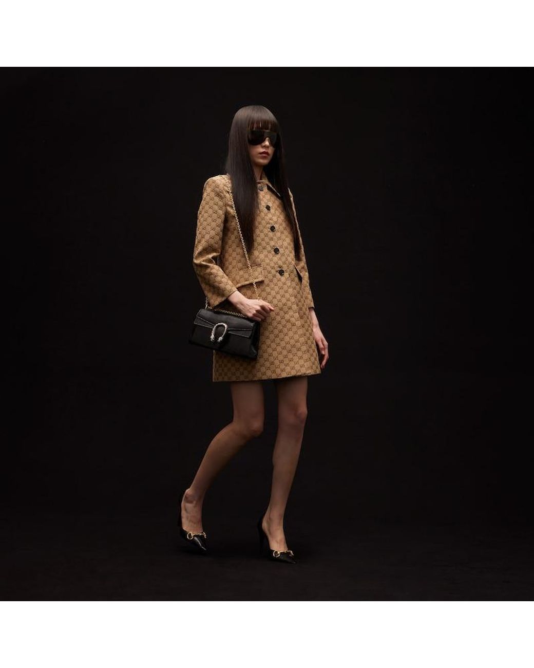 Gucci Natural Gg Cotton Canvas Coat