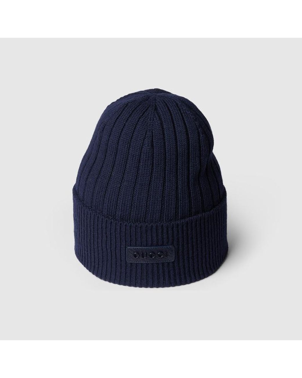 Gucci Blue Rib Knit Wool Hat for men