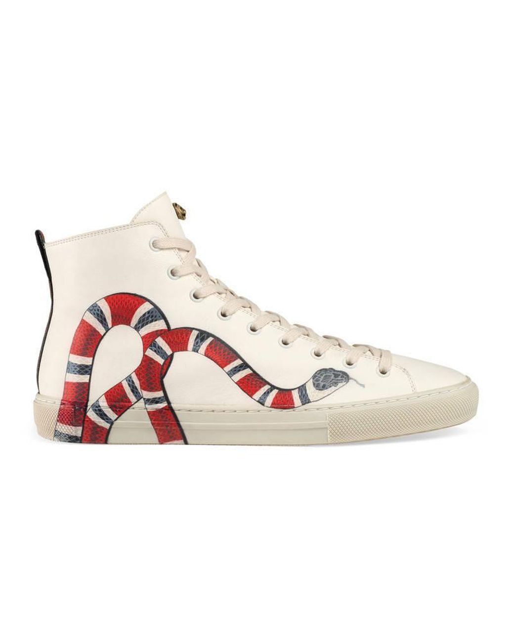 Gucci Leather High-top With Snake in White for Men | Lyst