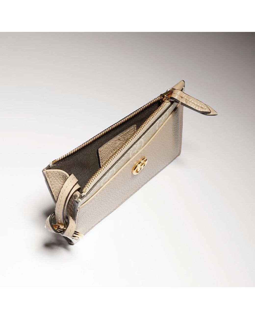 Gucci Natural Bi-Color Gg Marmont Zip Key Pouch, Leather