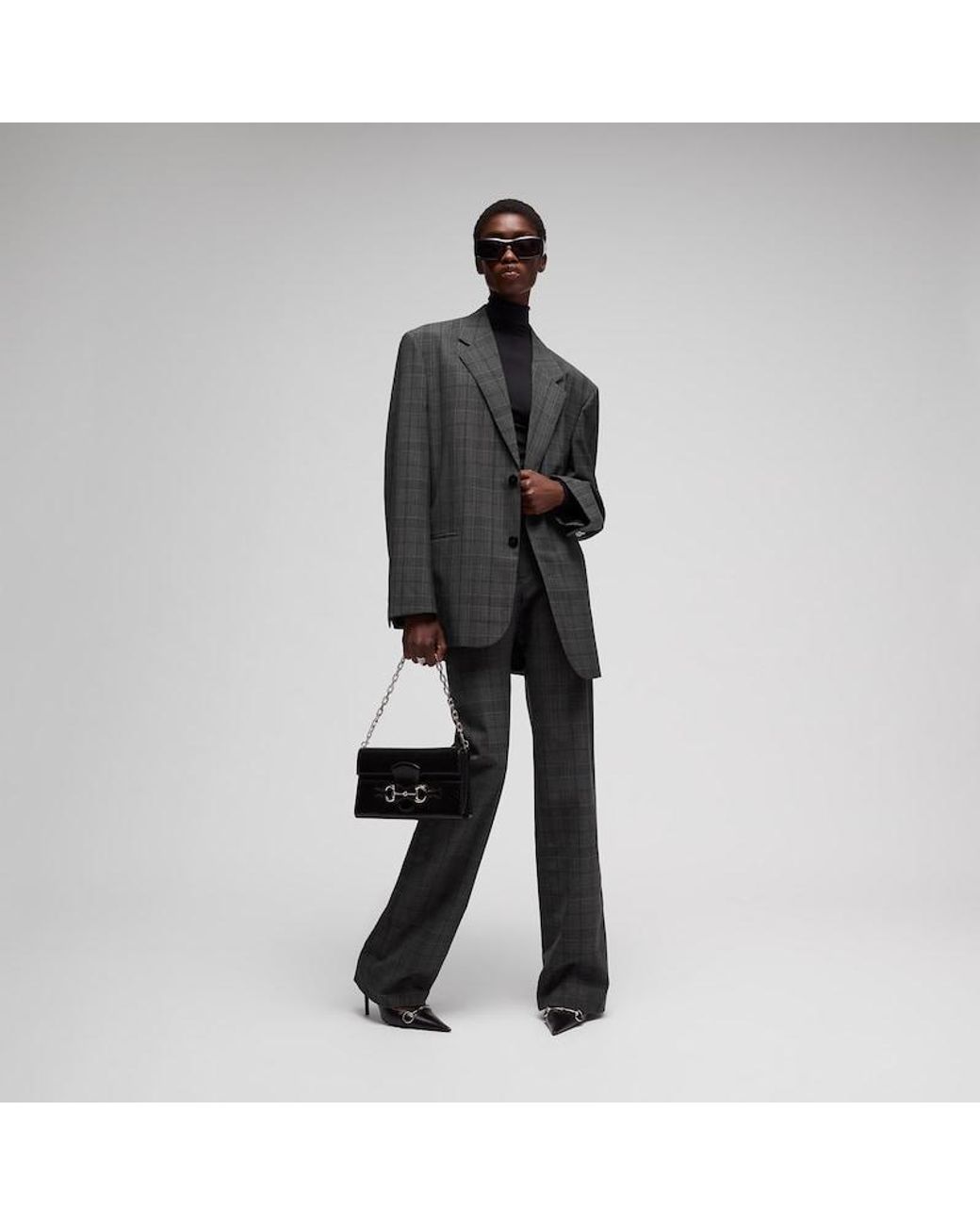 Gucci Gray Checked Fine Wool Pants
