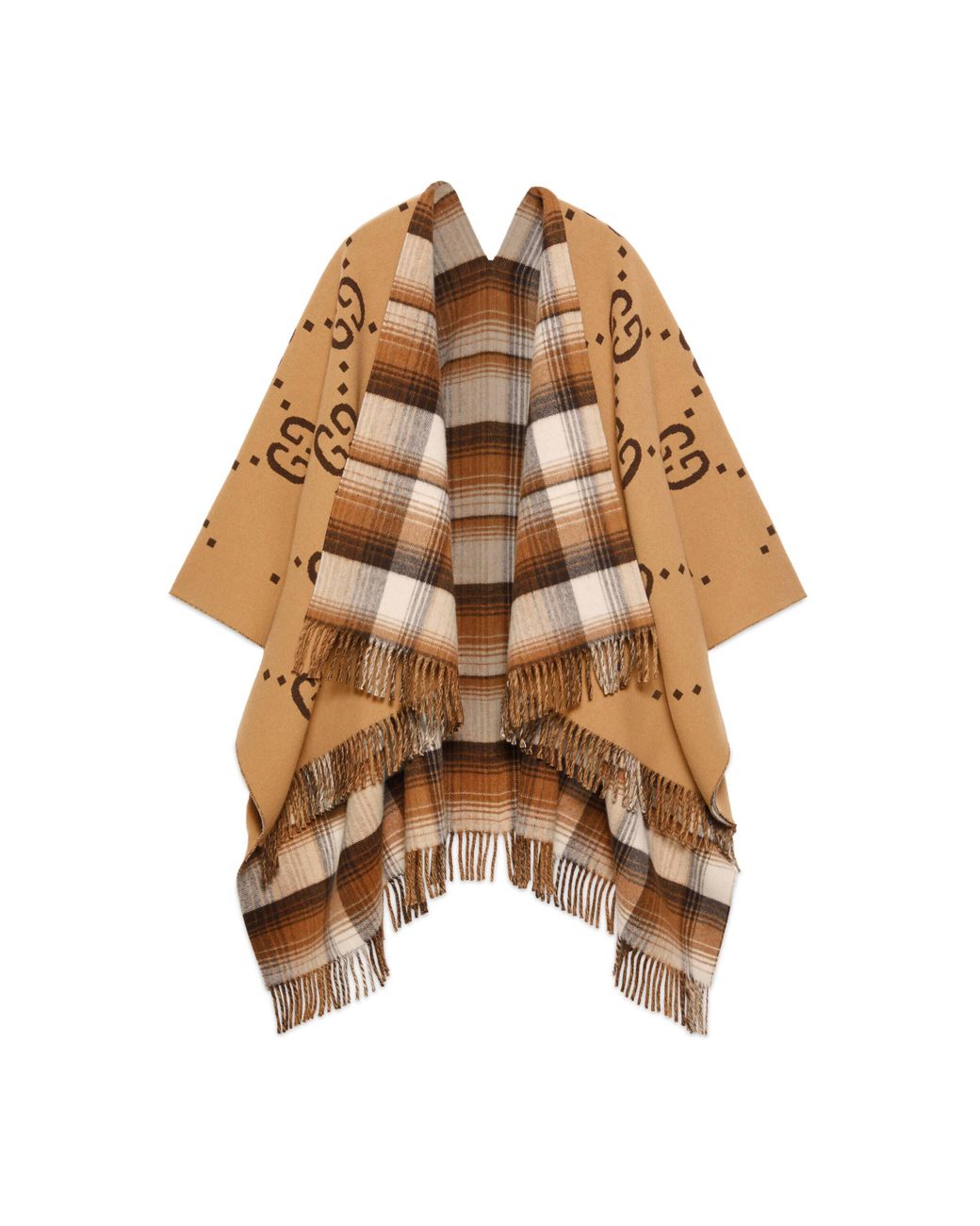 Gucci Reversible GG Wool Cape in Beige 