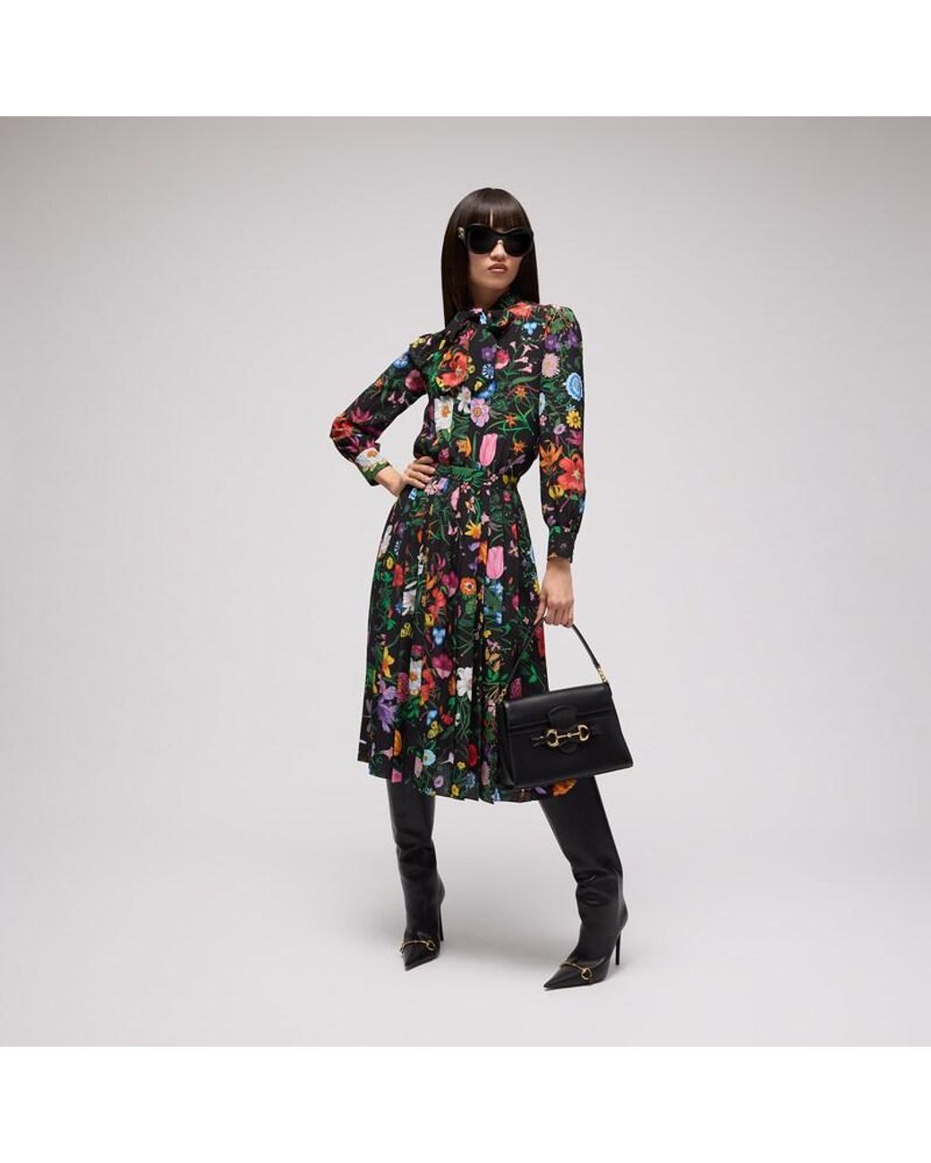 Gucci Green Printed Silk Crêpe De Chine Dress