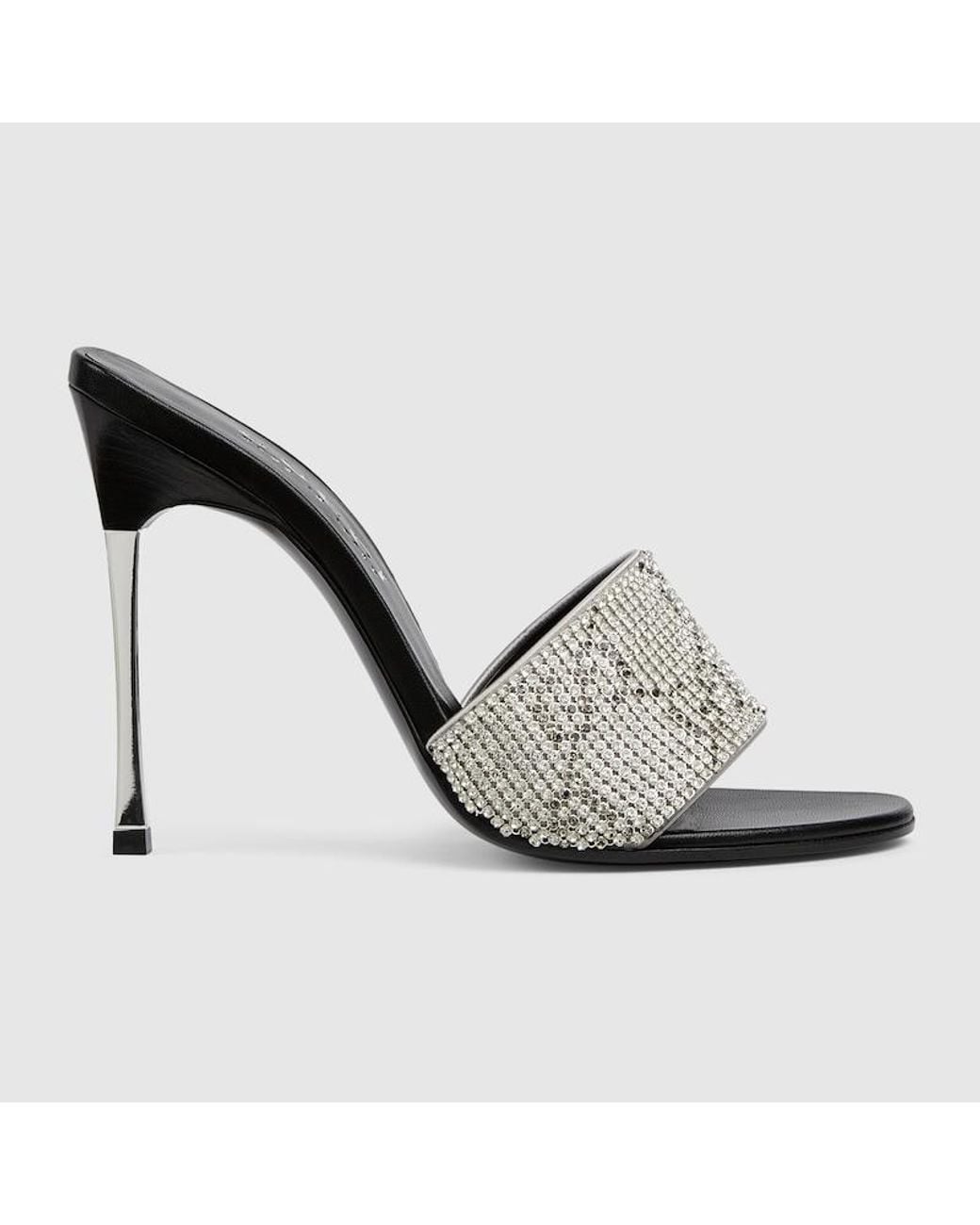 Gucci White Crystal Bombshell Slide Sandal, Fabric