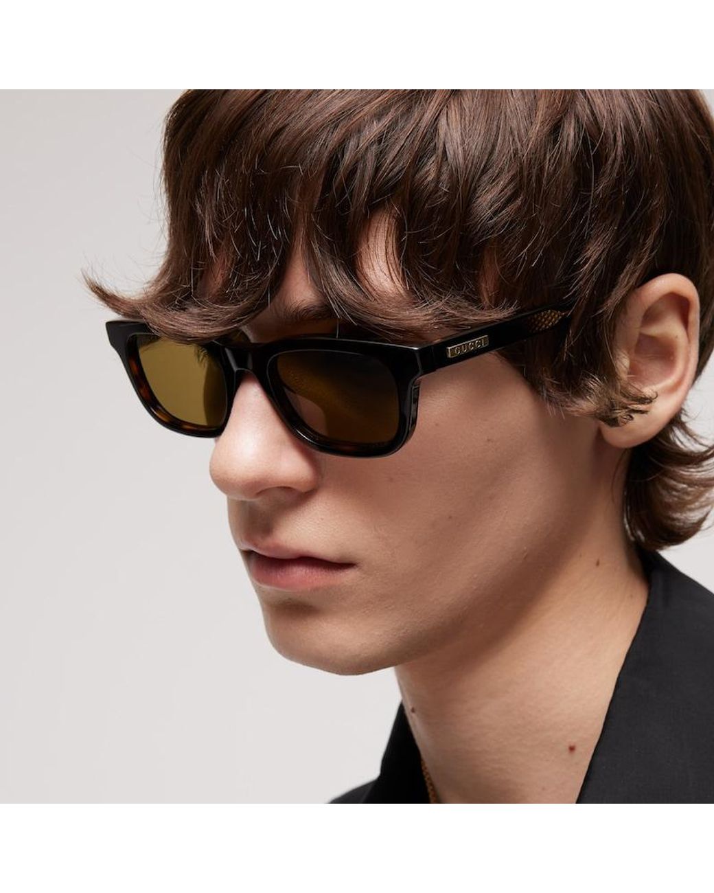 Gucci Brown Rectangular-Frame Sunglasses for men