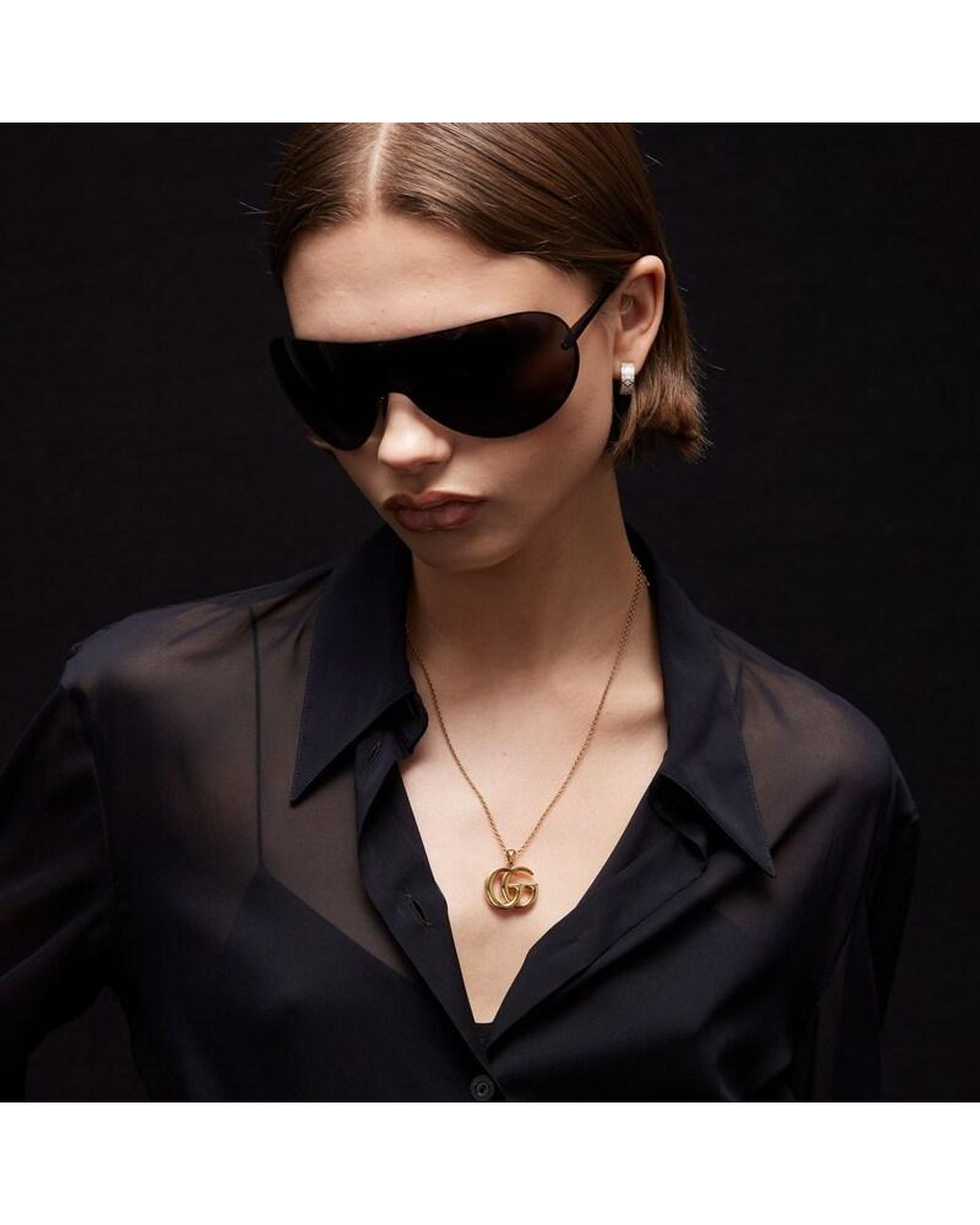 Gucci Metallic Gg Marmont Pendant Necklace