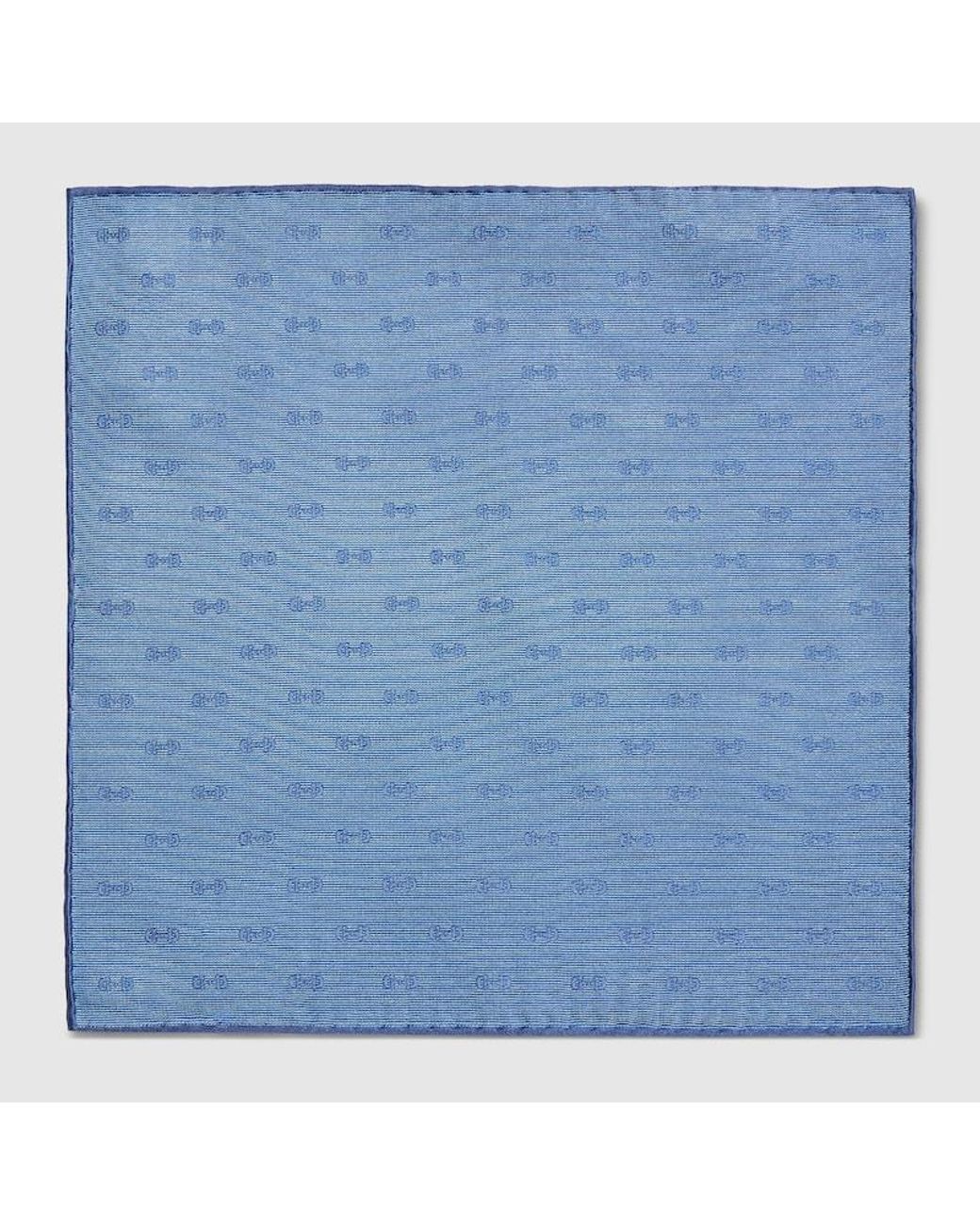 Gucci Blue Horsebit Silk Jacquard Pocket Square for men