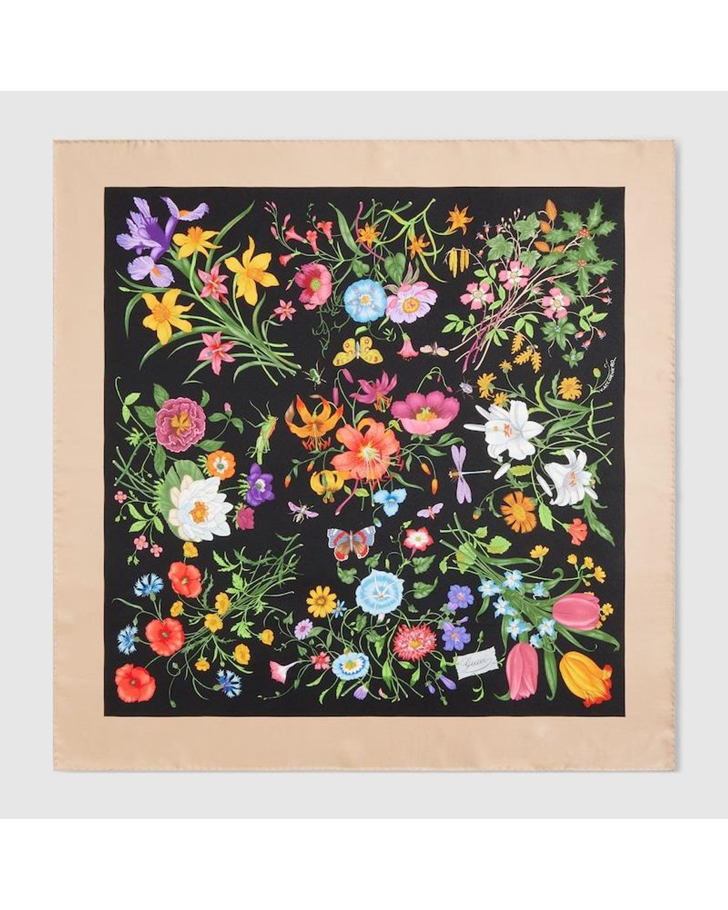 Gucci Green Printed Silk Twill Carré, Silk
