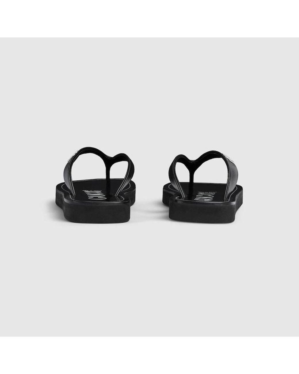 Gucci Black Thong Sandal With Double G