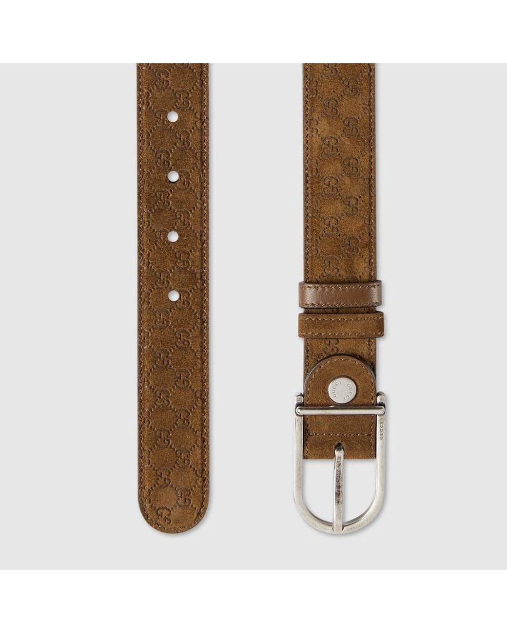 Gucci Brown Reversible Belt With Rounded Buckle, Size 80 for men