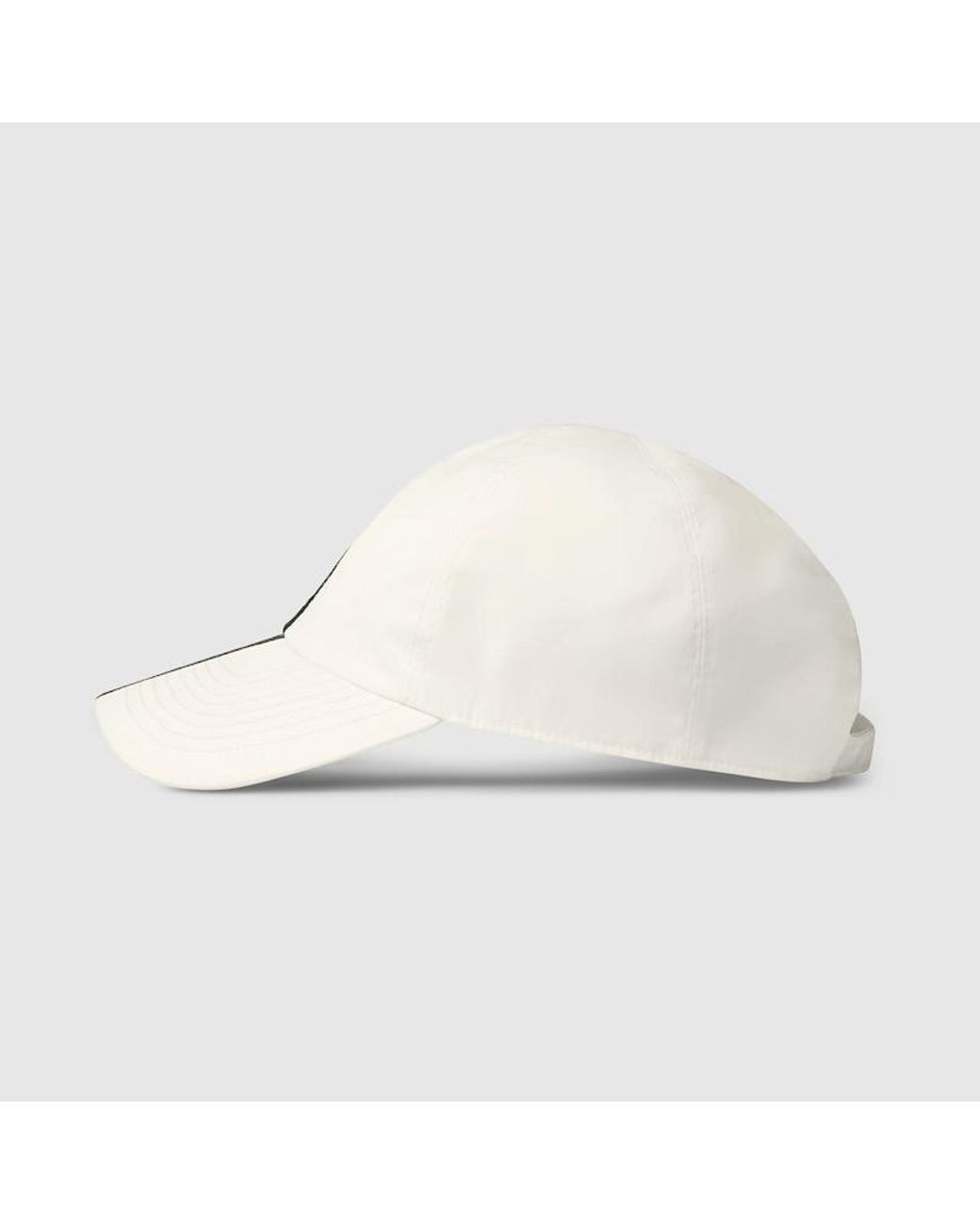 Gucci White Cotton Baseball Hat With Web for men