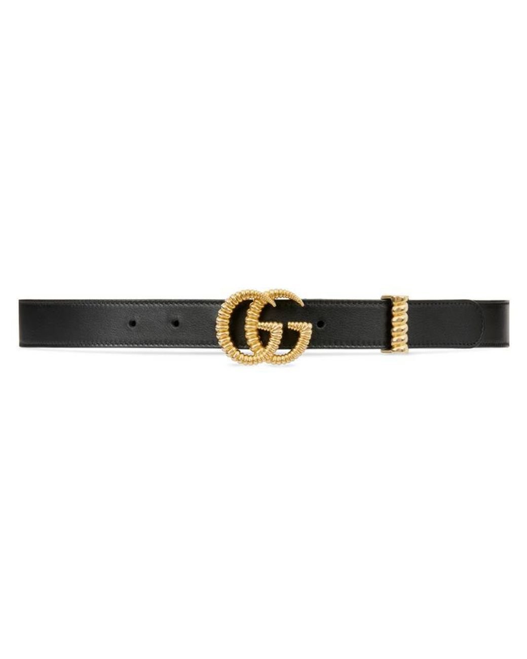 Ceinture en cuir avec boucle Double G en dentelle au fuseau Gucci en coloris Noir Lyst