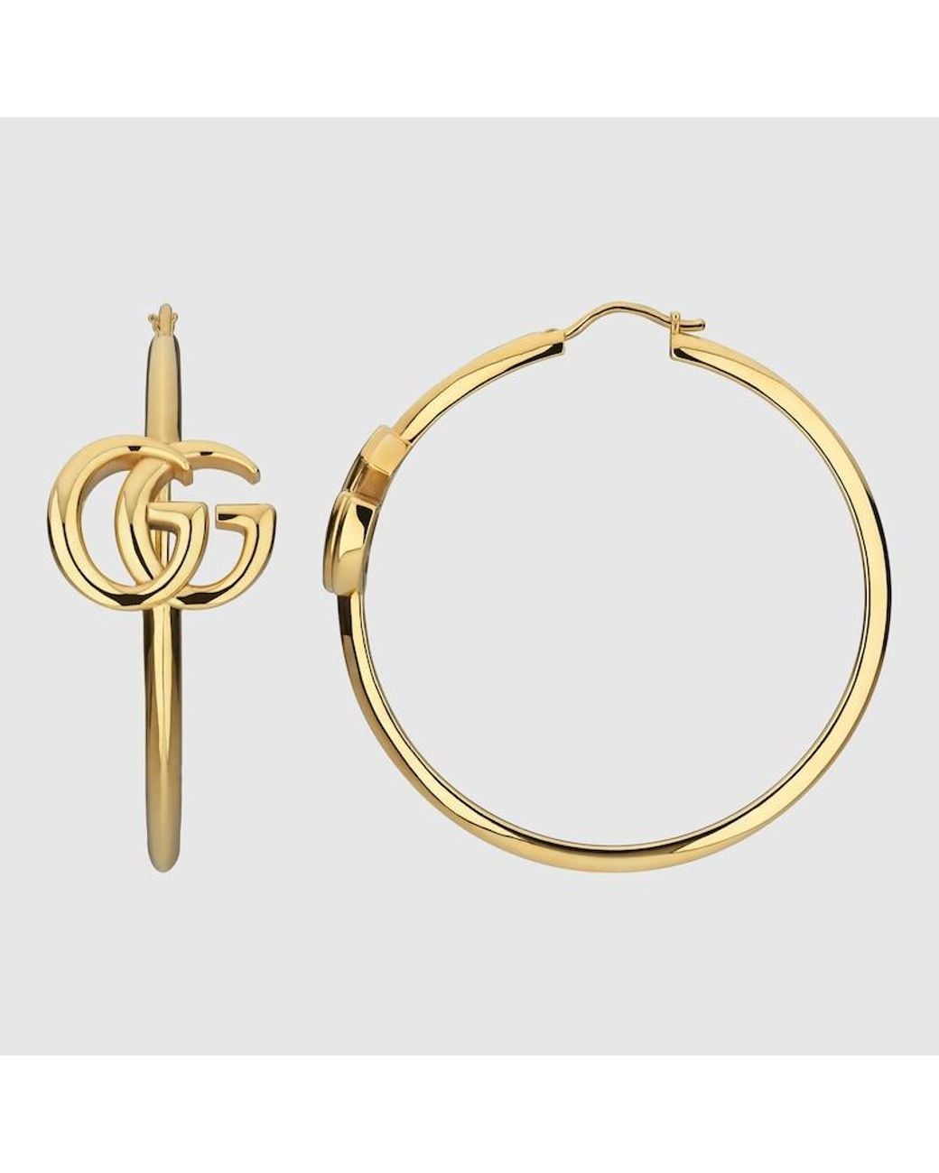 Gucci Metallic Gg Marmont Hoop Earrings