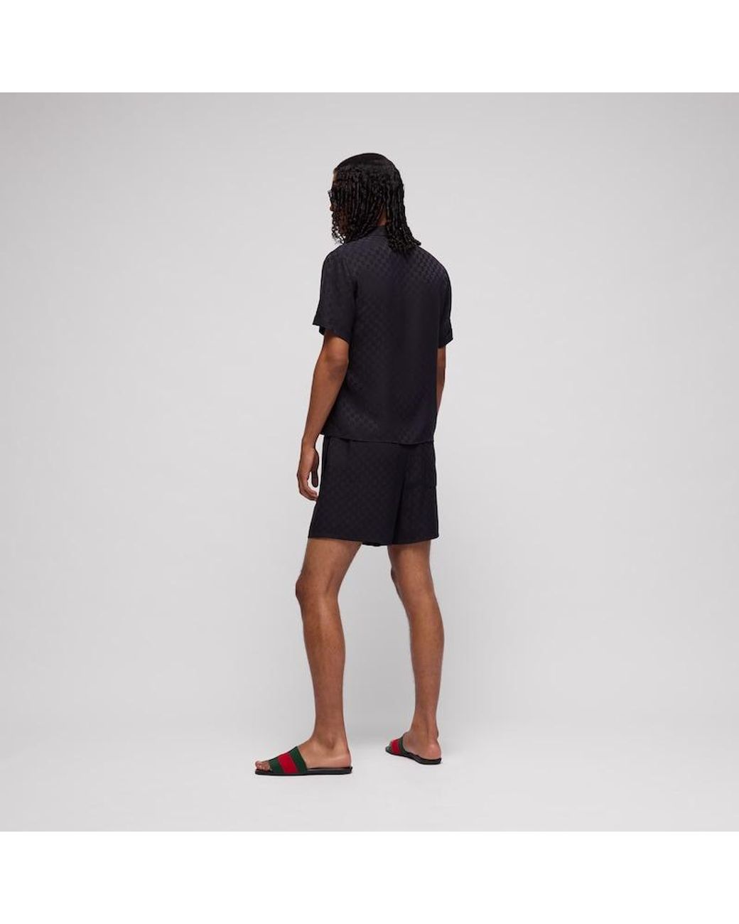 Gucci Blue Gg Silk Jacquard Shorts for men