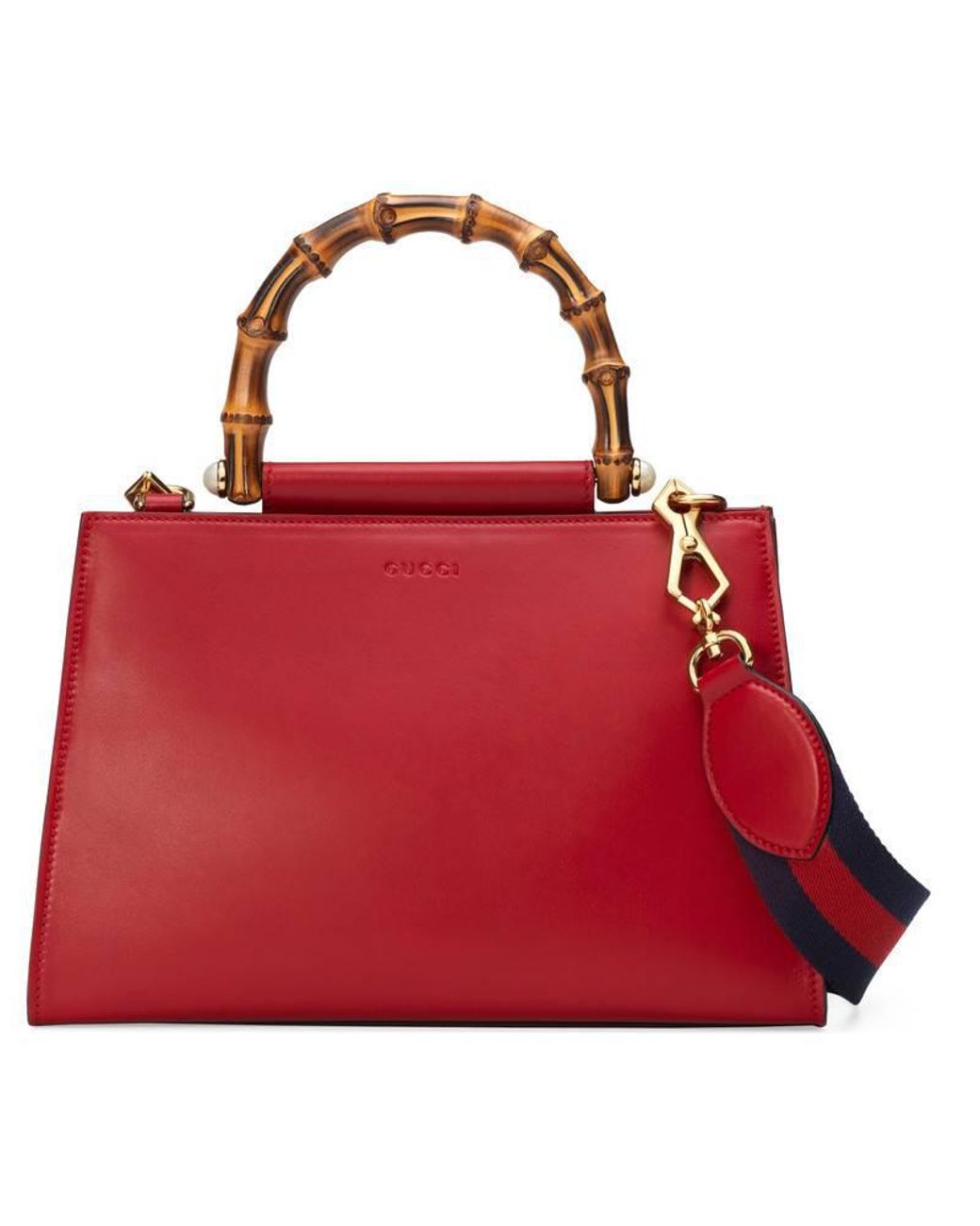 Gucci Nymphaea Leather Top Handle Bag in Red Lyst