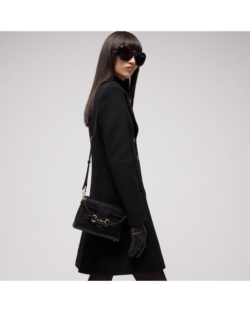 Gucci Black Horsebit Duomo Small Top Handle Bag, Leather