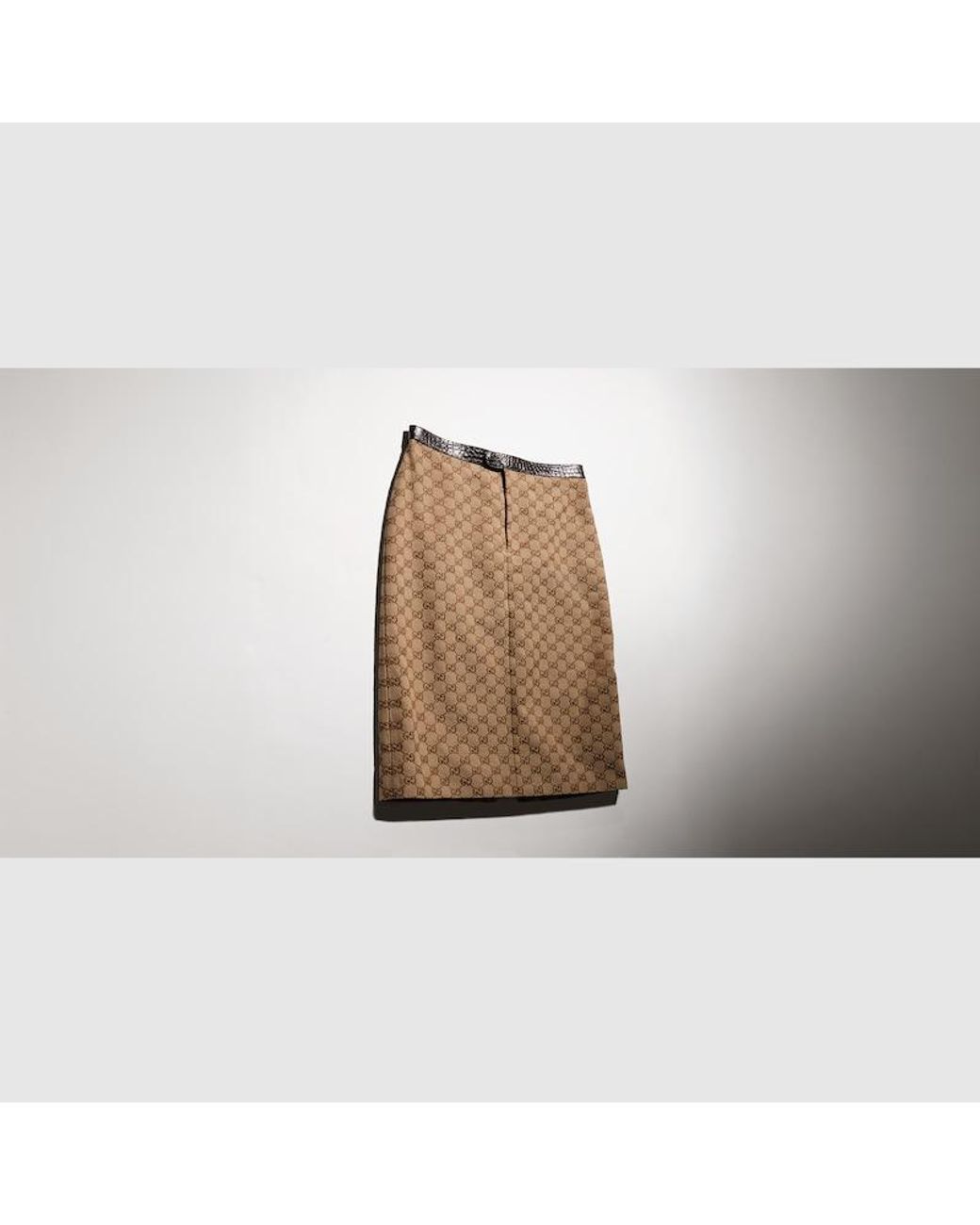 Gucci Brown Gg Cotton Canvas Skirt, Size 48 It, Ready-To-Wear