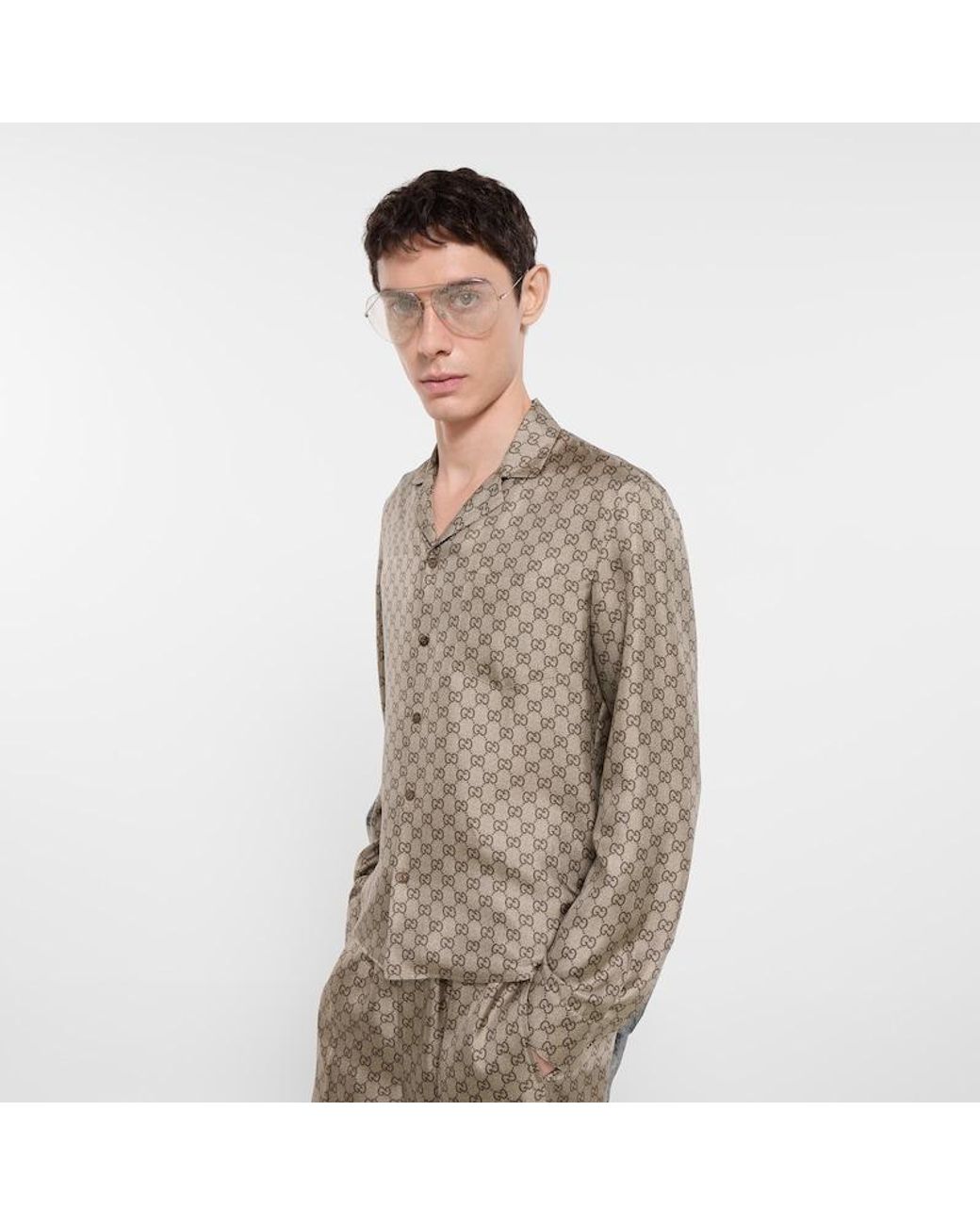 Camicia Bowling di Gucci in Natural da Uomo