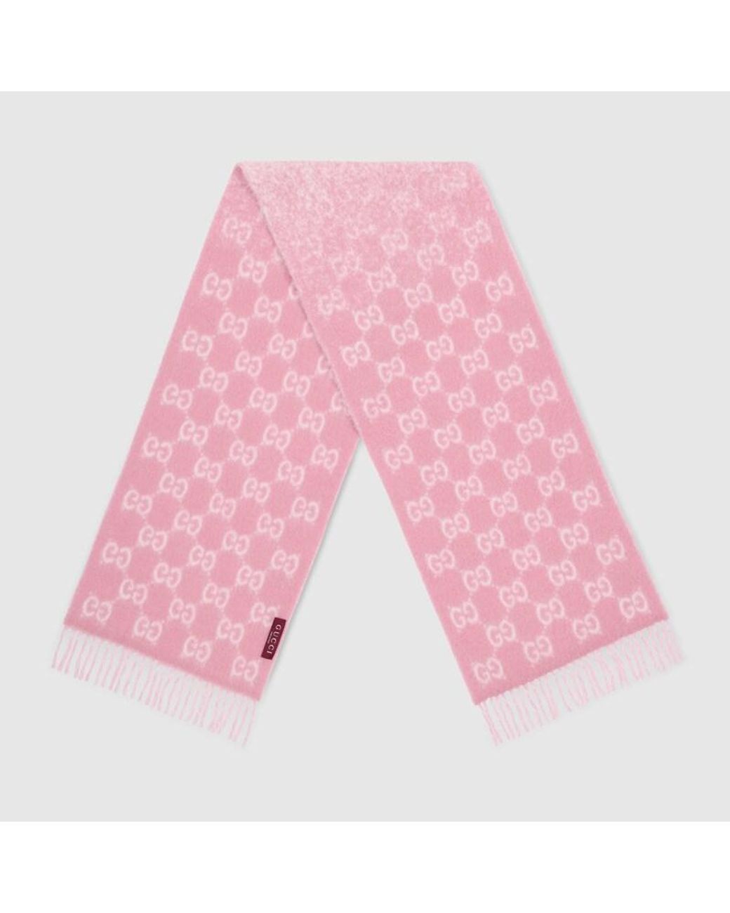 Gucci Pink Gg Alpaca Wool Blend Scarf