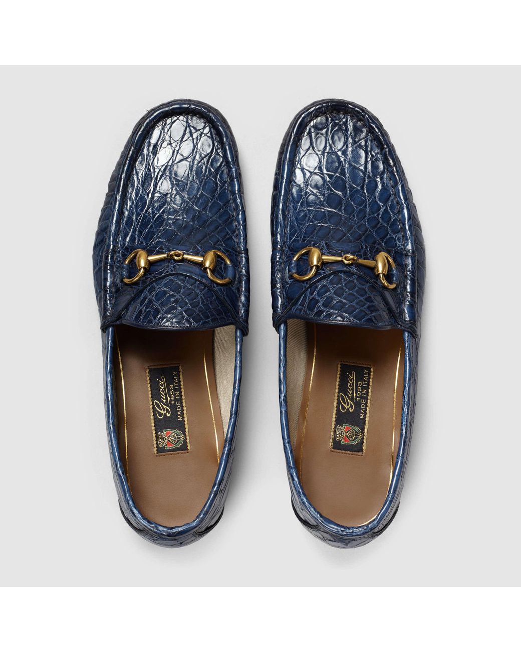 Gucci Crocodile Loafers in Blue | Lyst