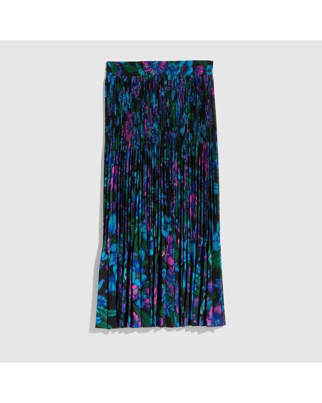 Gucci Blue Printed Silk Crêpe De Chine Midi Skirt, Size 38 It, Ready-To-Wear