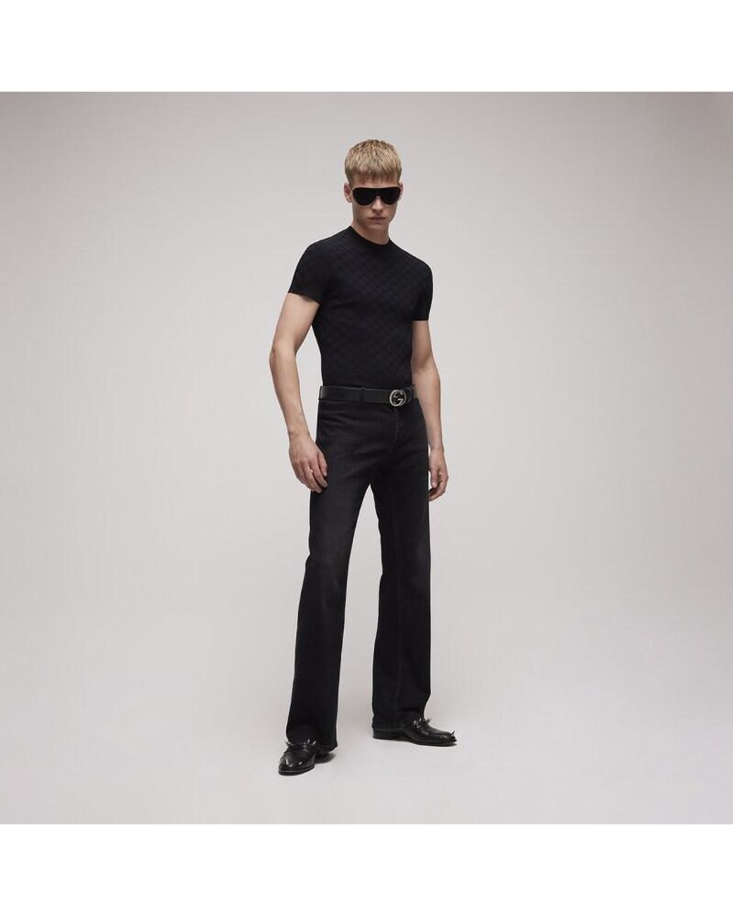 Gucci Black Technical Gg Fabric Jacquard T-Shirt for men
