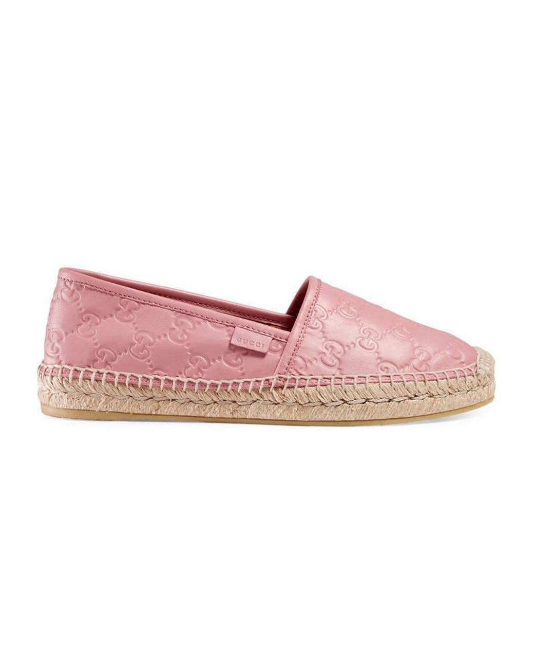 Gucci Signature Leather Espadrille in Pink | Lyst