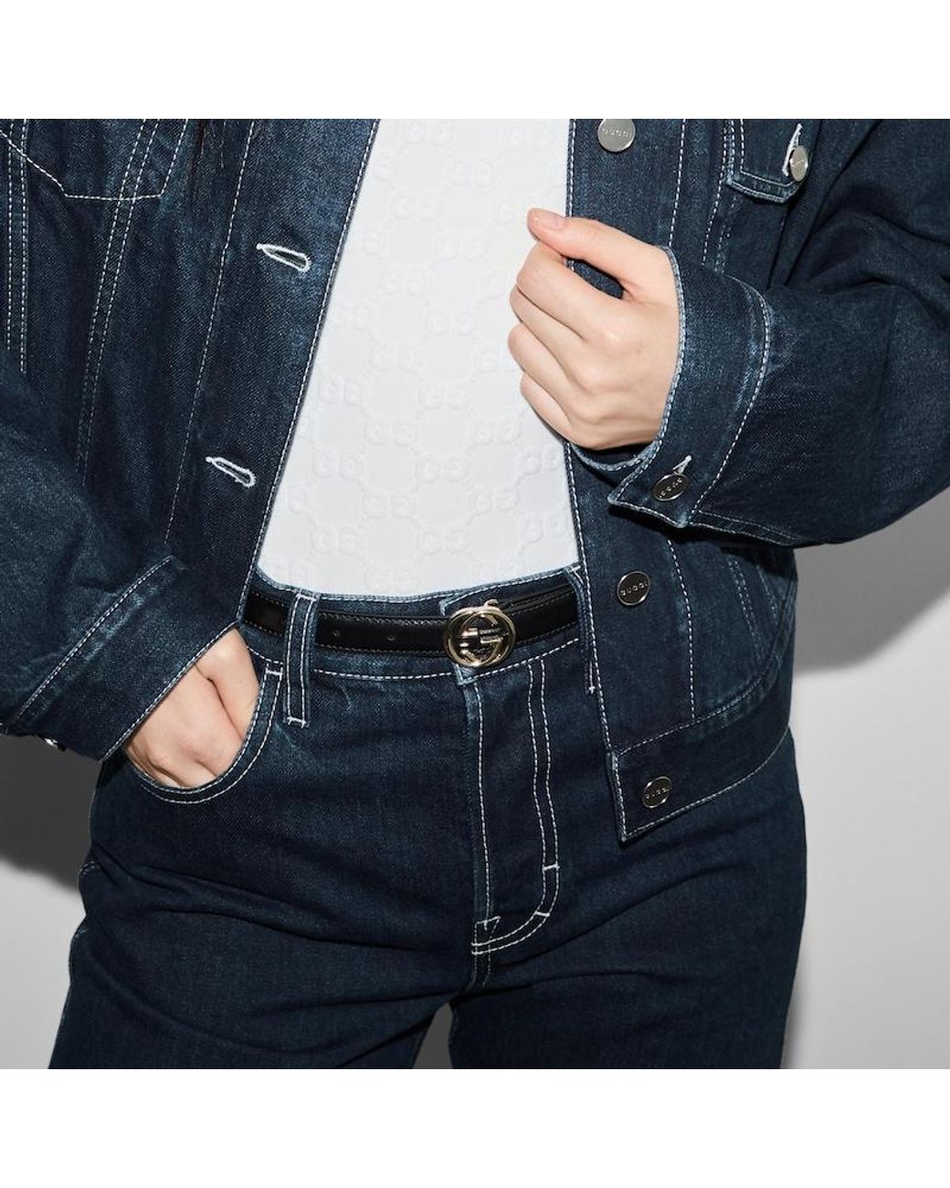 Gucci Black Belt With Interlocking G Buckle, Size 105
