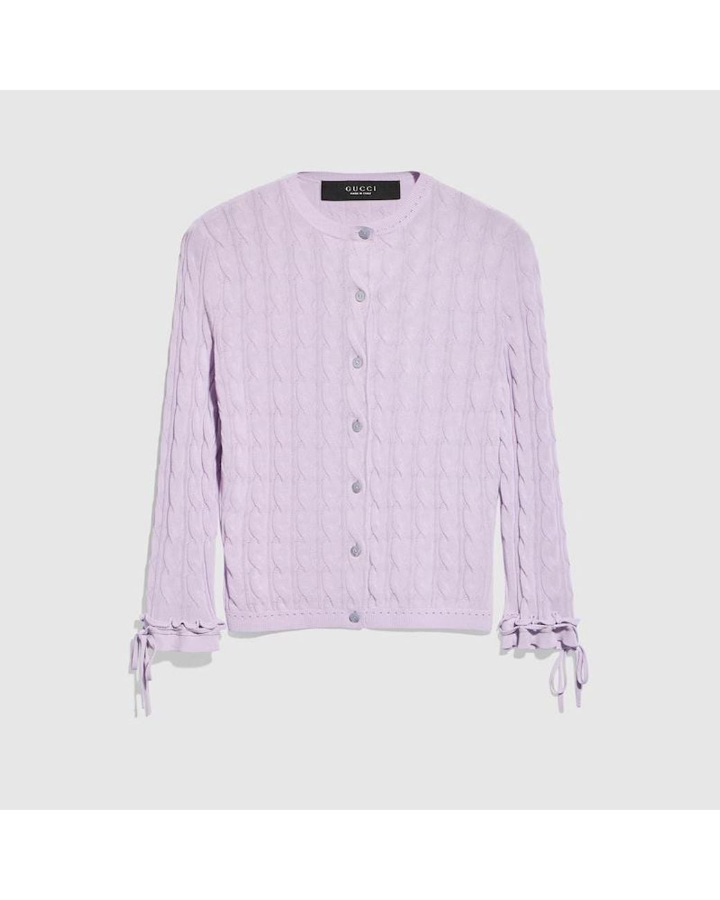 Gucci Purple Braided Cotton Blend Cardigan