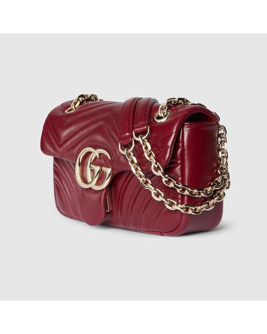 Gucci Red Gg Marmont Small Shoulder Bag